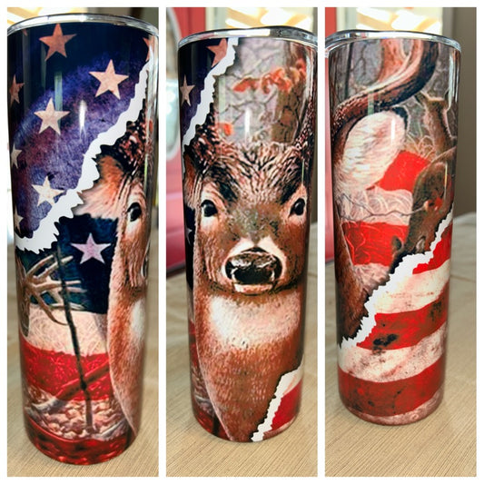 Deer/American Flag Tumbler