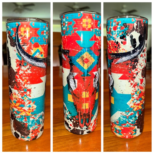 Aztec Red Skull Tumbler