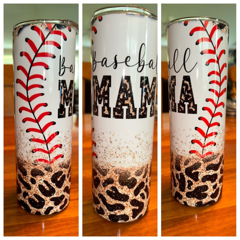 Leopard Baseball Mama Tumbler