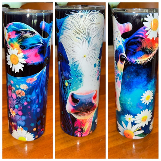 3D Colorful Cow Tumbler