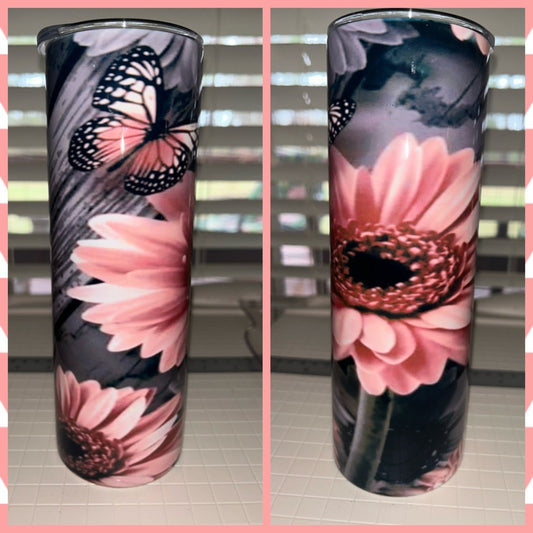 3D Pink Butterfly Tumbler