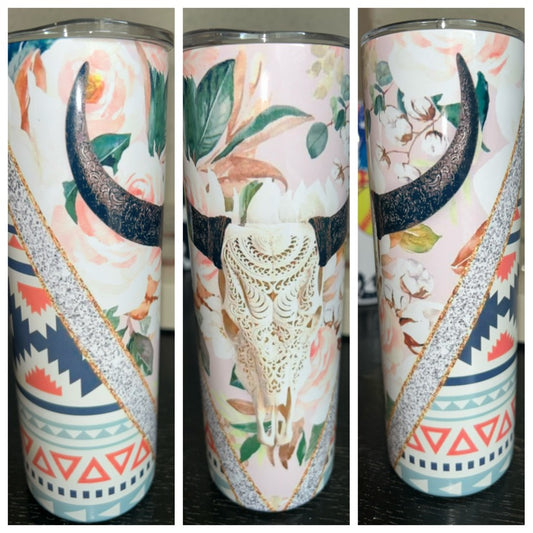 Aztec White Skull Tumbler